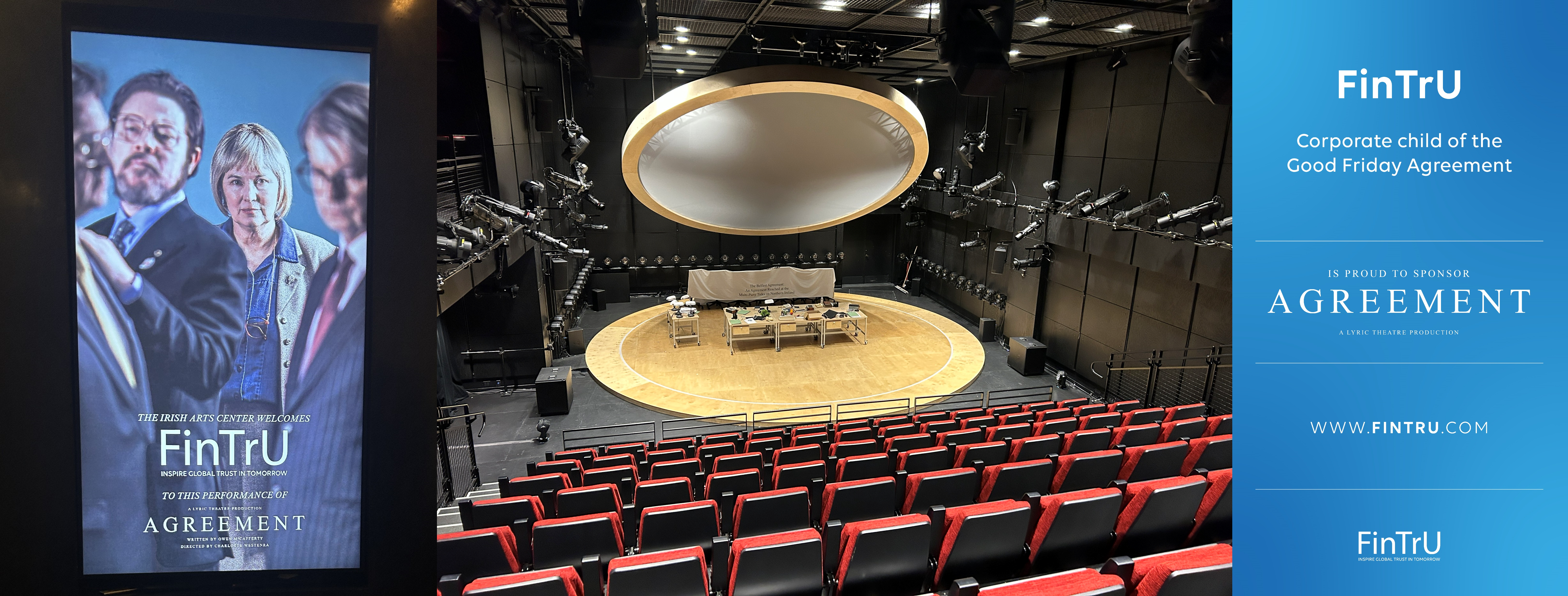 Agreement reception at Irish art centre in NY. The stage and the backstage as main point. 